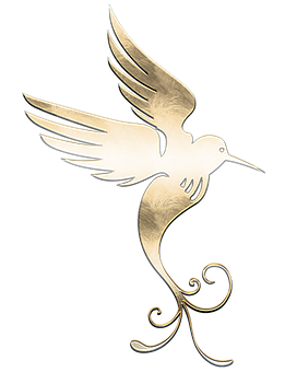 Golden Hummingbird Artwork PNG with transparent background