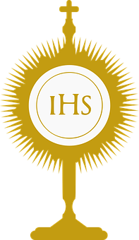 Golden I H S Monstrance Design PNG with transparent background