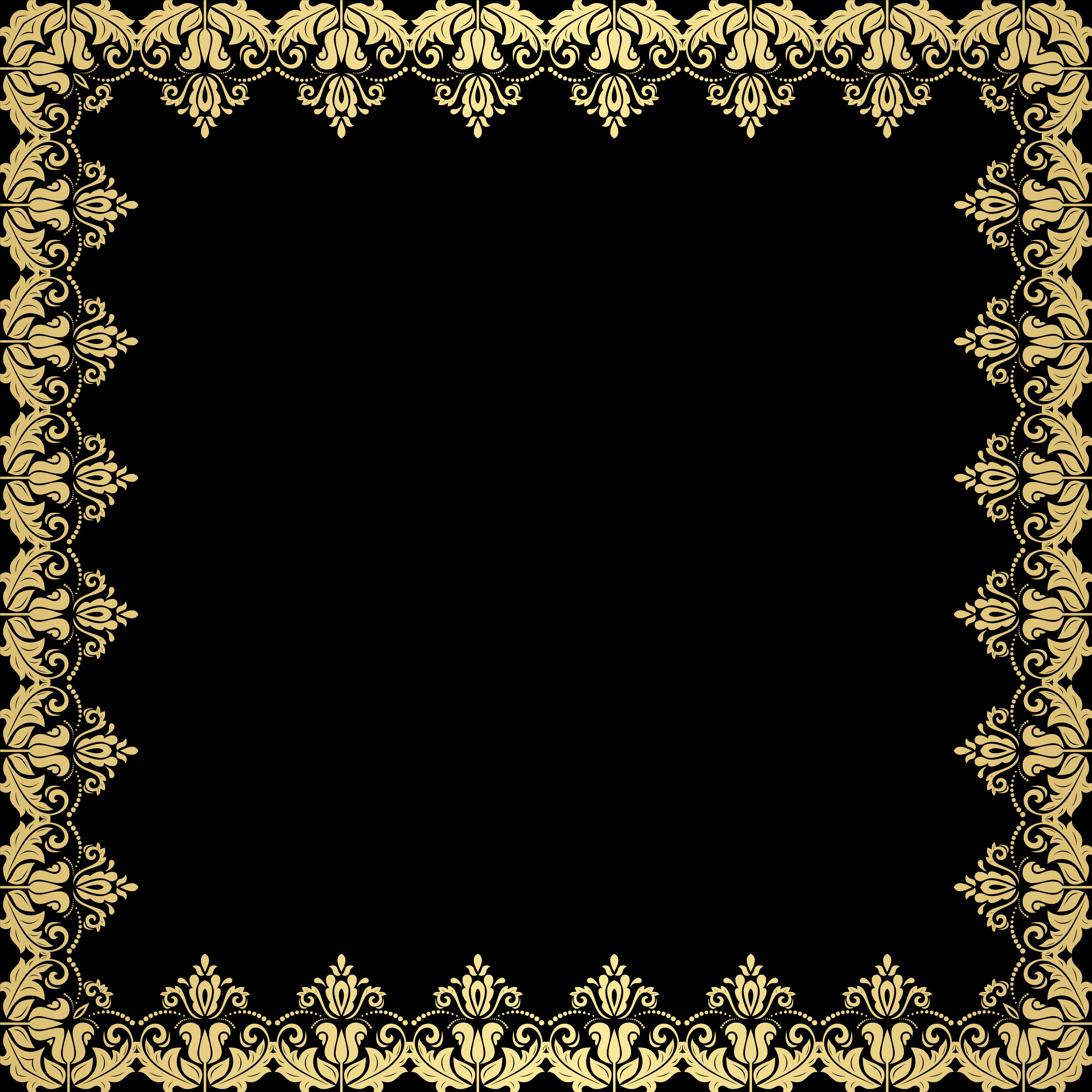 Golden Lace Frame Design PNG with transparent background
