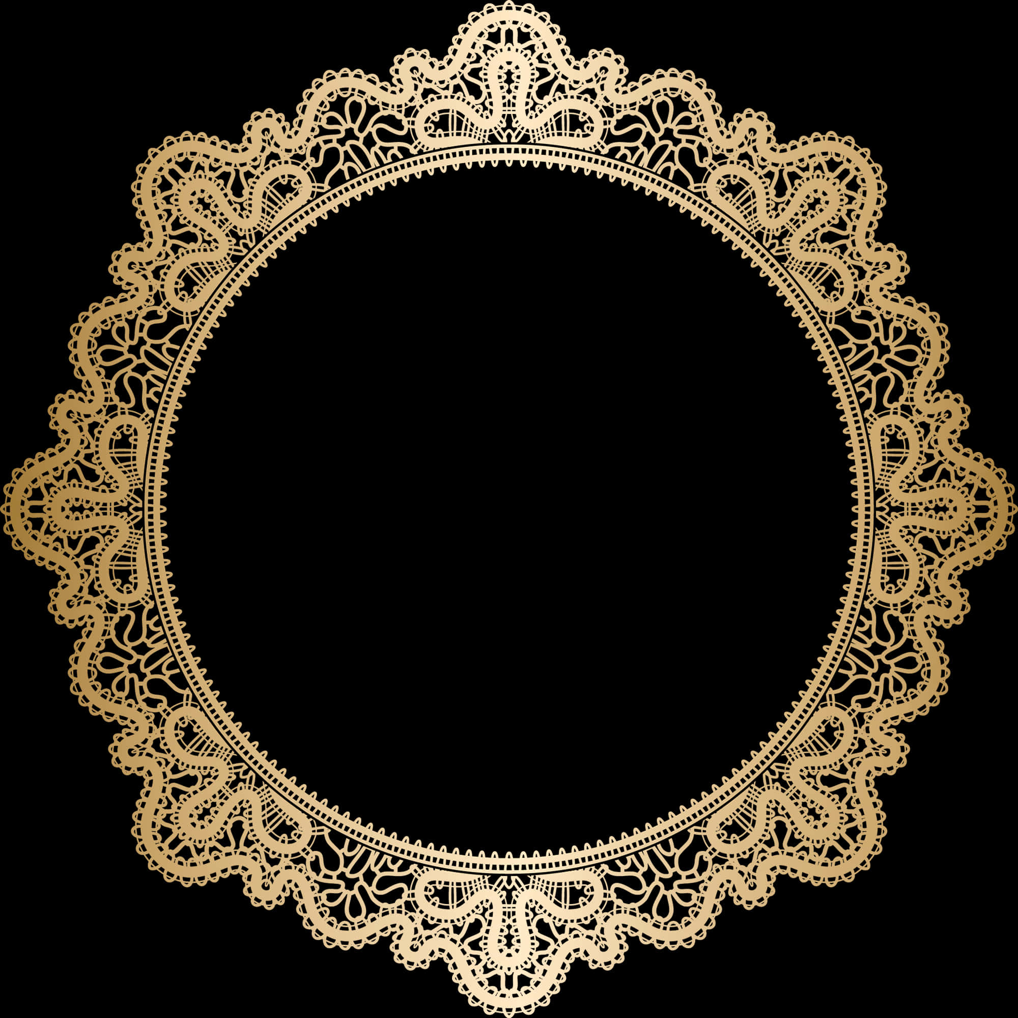 Golden Lace Frame Design PNG with transparent background