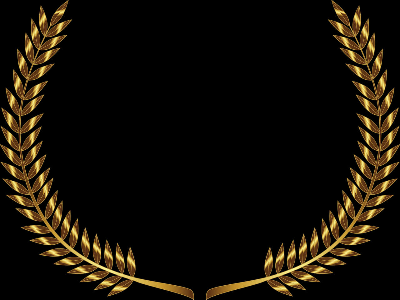 Golden Laurel Wreath Design PNG with transparent background