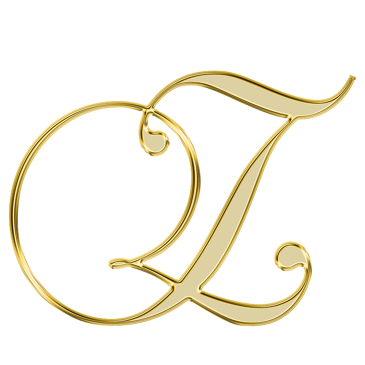 Golden Letter D Cursive Design