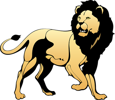 Golden_ Lion_ Silhouette PNG with transparent background