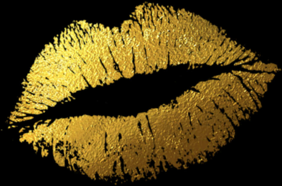 Golden Lipstick Kiss Print