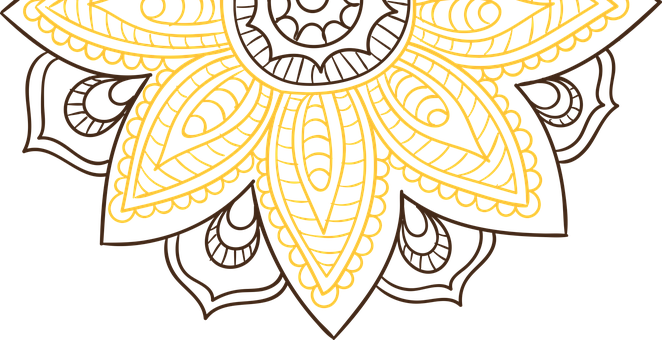 Golden Mandala Arton Black Background PNG with transparent background