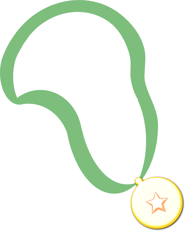 Golden Medalwith Green Ribbon PNG with transparent background