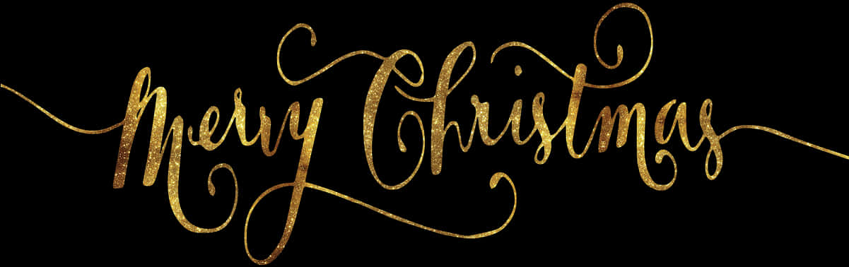 Golden Merry Christmas Calligraphy PNG with transparent background