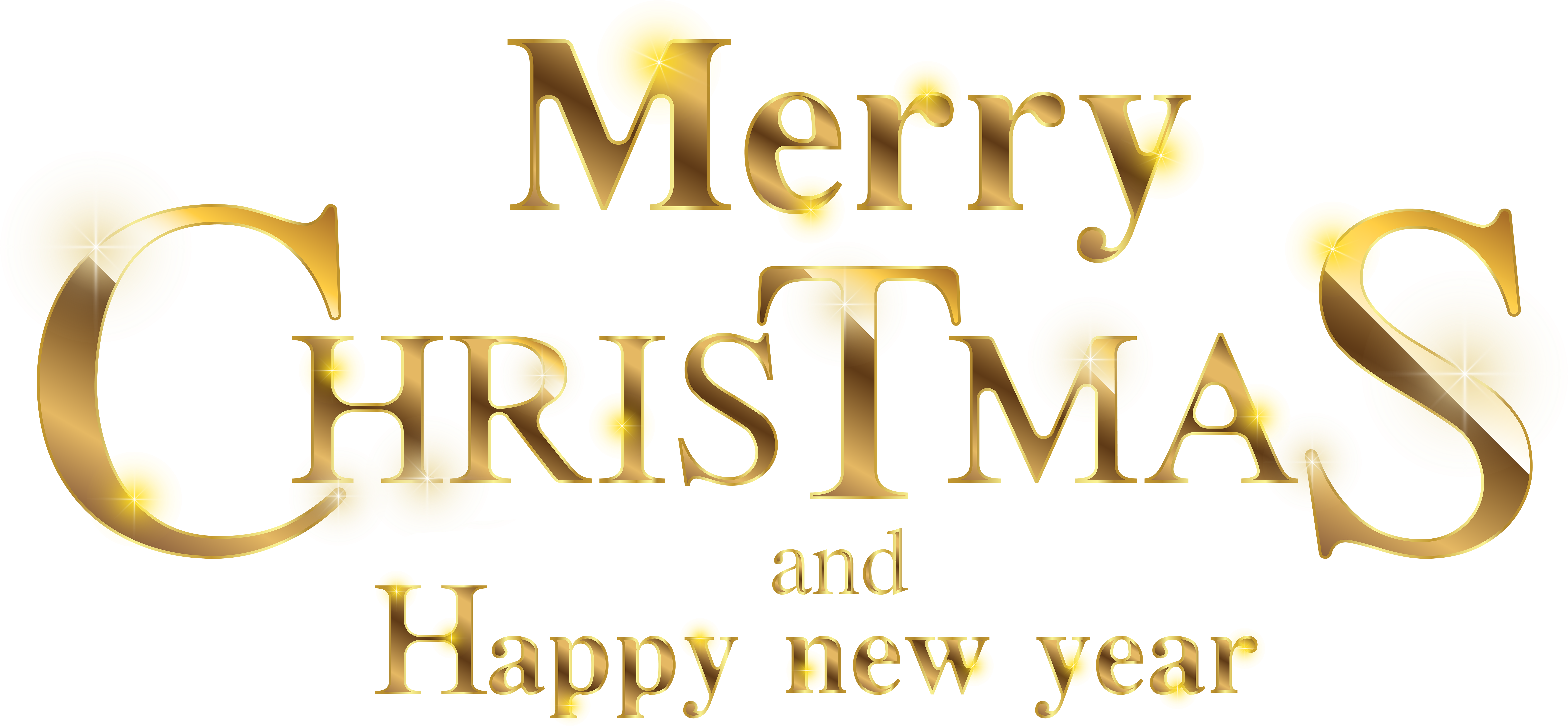 Golden Merry Christmas Happy New Year Text