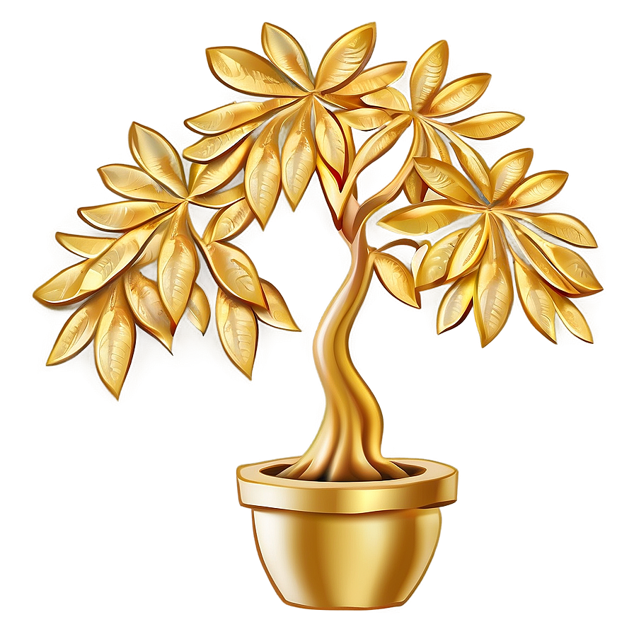 Golden Money Tree Design Png Xva