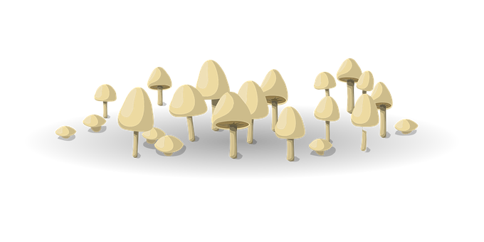 Golden Mushroom Cluster Illustration PNG with transparent background