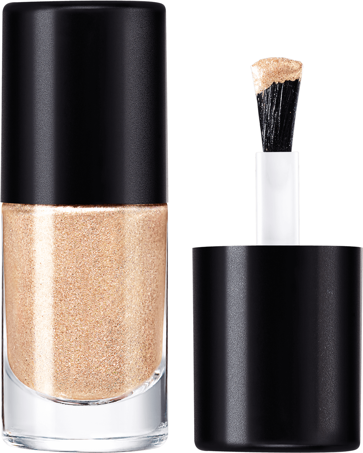 Golden Nail Polish Bottleand Brush PNG with transparent background