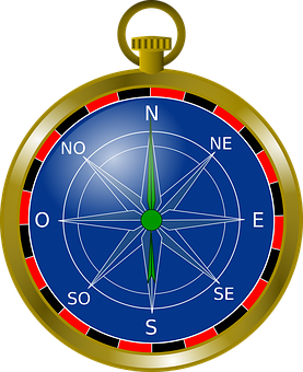 Golden Nautical Compass PNG with transparent background