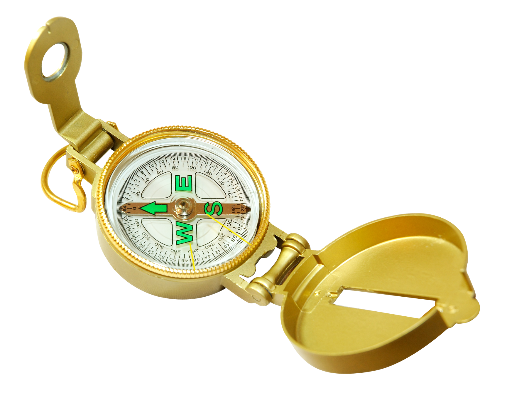 Golden Navigational Compass PNG with transparent background