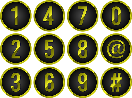 Golden Number Buttons Set