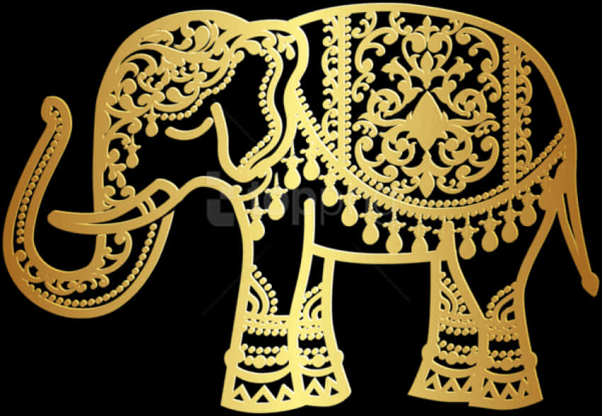 Golden Ornate Elephant Illustration