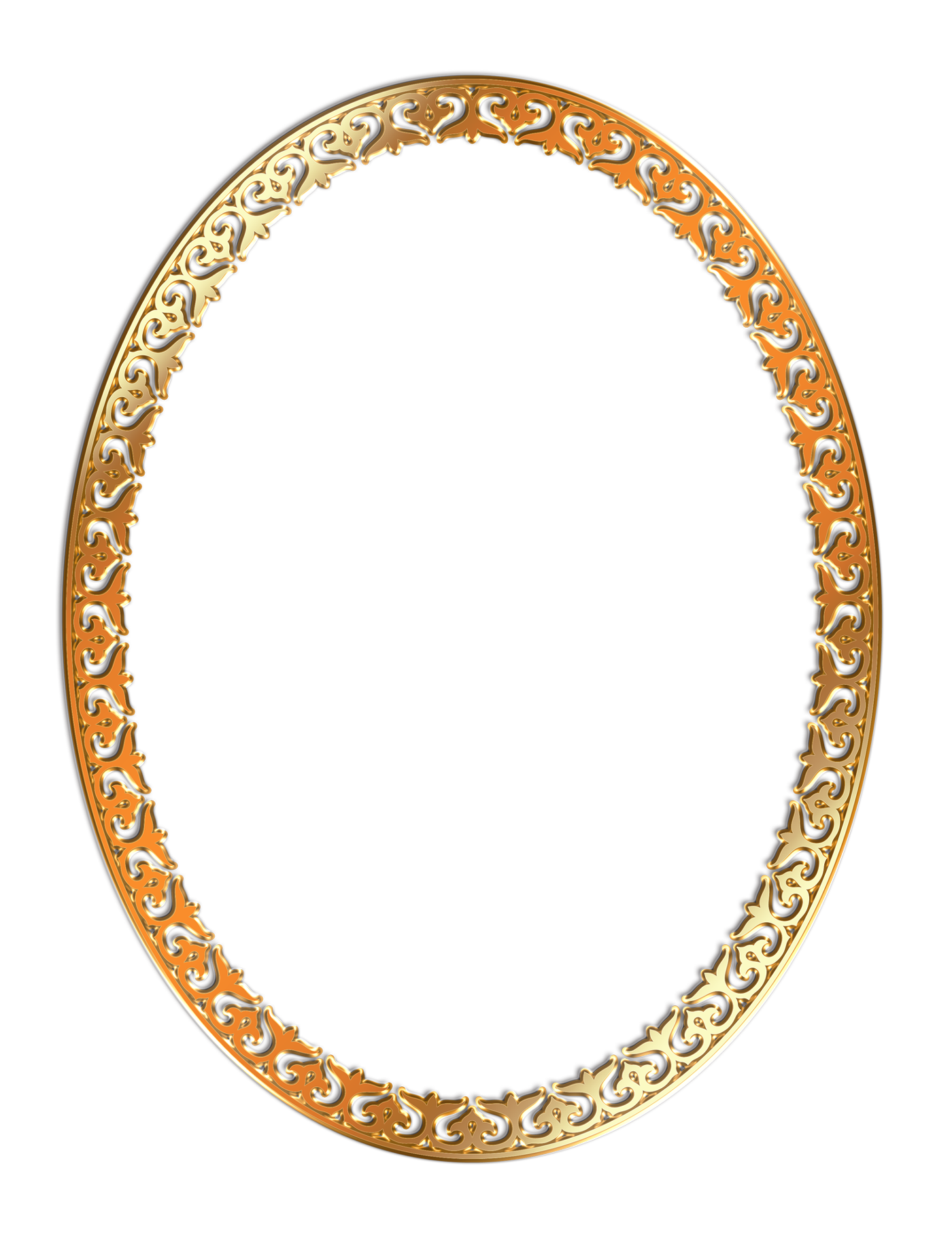Golden Ornate Frame Oval PNG with transparent background