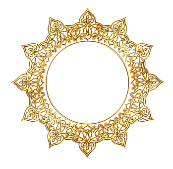 Golden Ornate Frameon Black Background PNG with transparent background