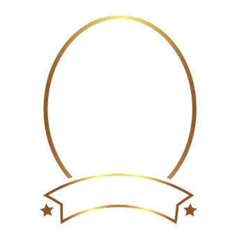 Golden Oval Frame Design PNG with transparent background