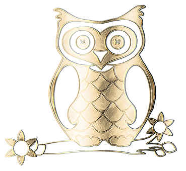 Golden Owl Artwork PNG with transparent background