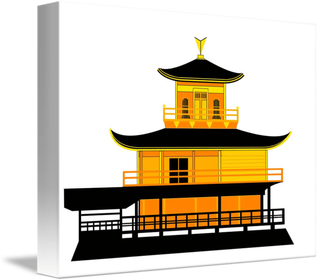 Golden Pavilion Kyoto Vector Art PNG with transparent background