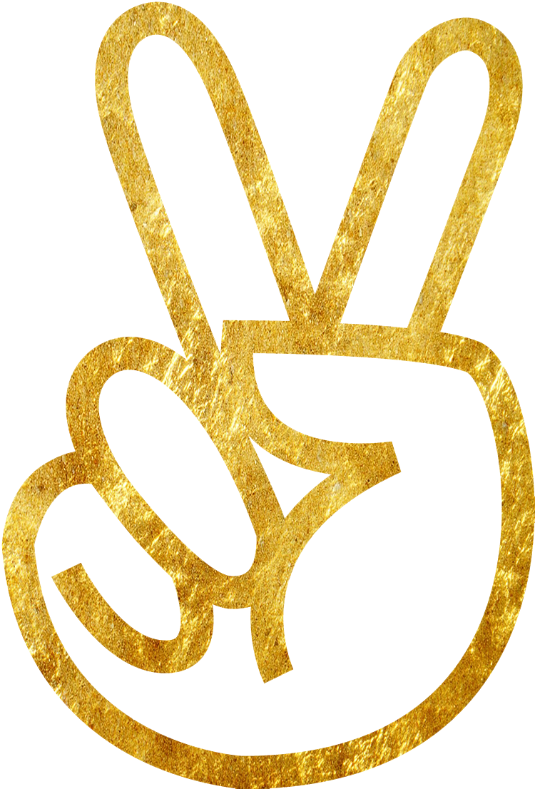 Drawn Peace Sign Hand Clipart 3 Gold - Gold Peace Sign Png, Transparent Png PNG with transparent background