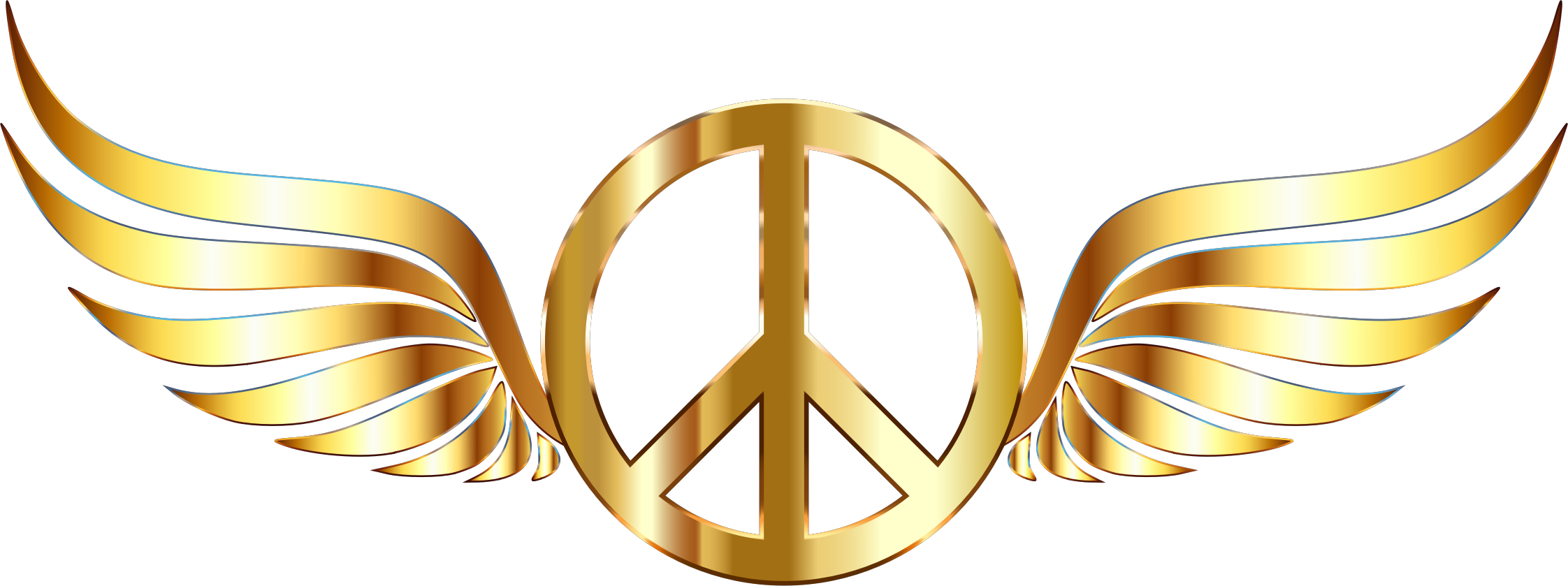 Golden Peace Symbol Wings Logo