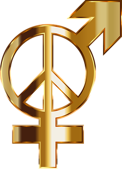 Golden Peaceand Gender Symbol PNG with transparent background