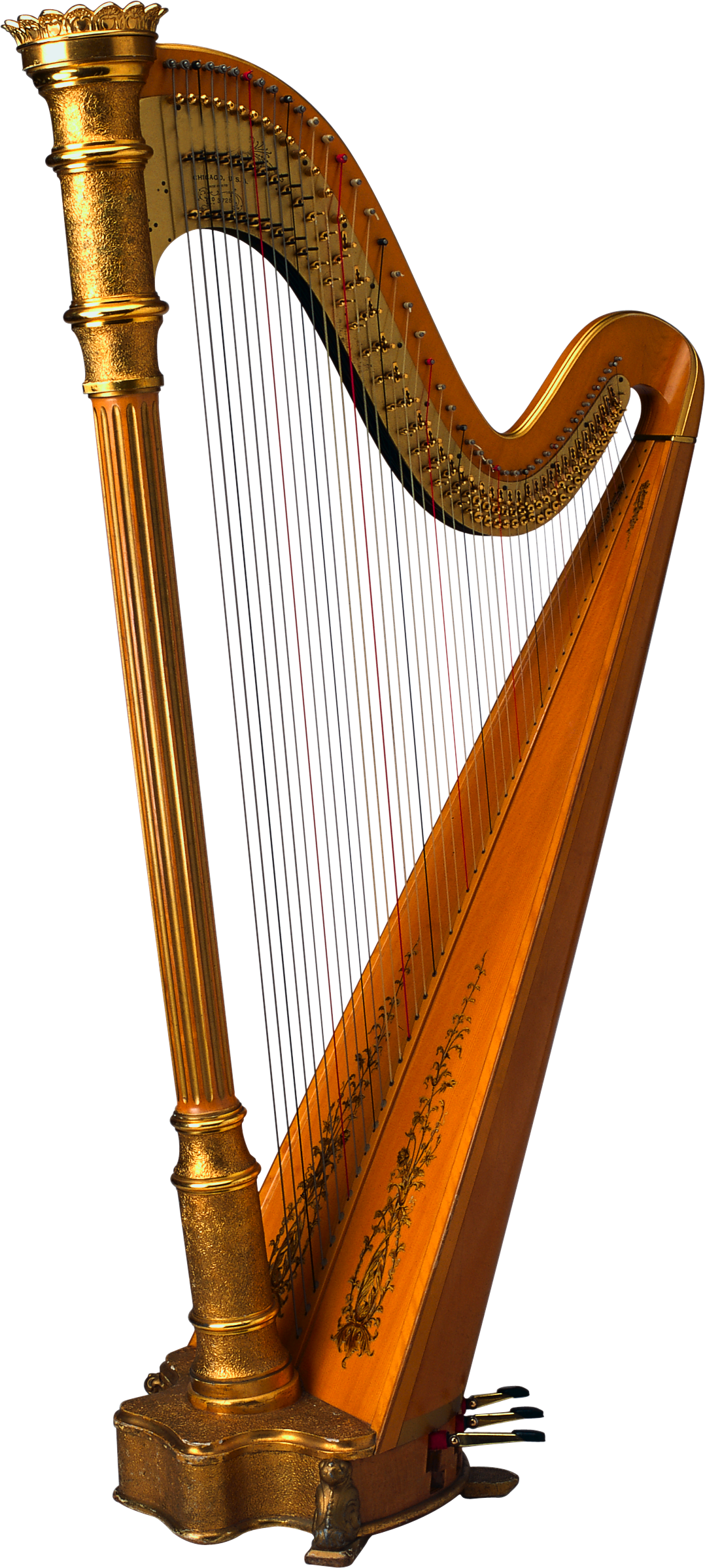 Golden Pedal Harp Isolated