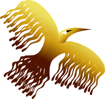 Golden Phoenix Artwork PNG with transparent background