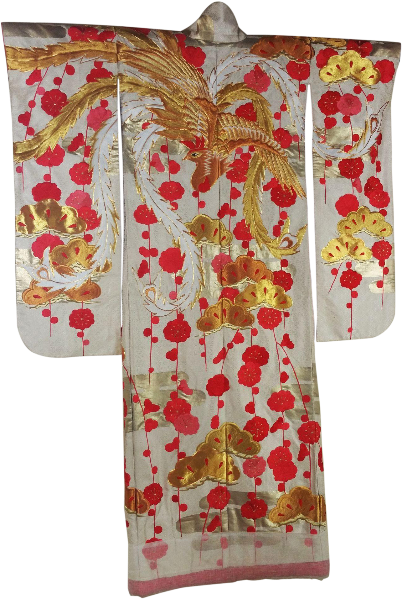 Golden Phoenix Kimono Design PNG with transparent background