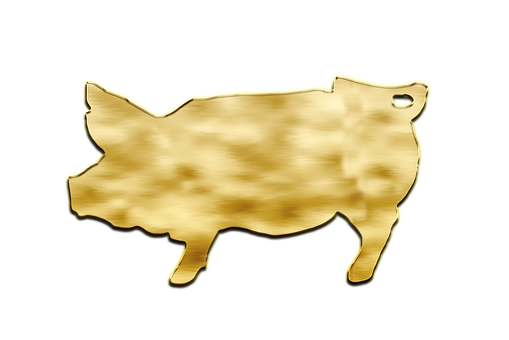 Golden Pig Silhouette Black Background PNG with transparent background