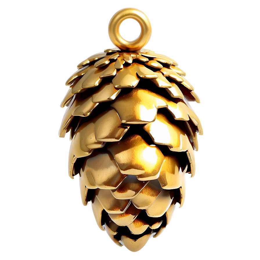 Golden Pinecone Charm Png 06132024