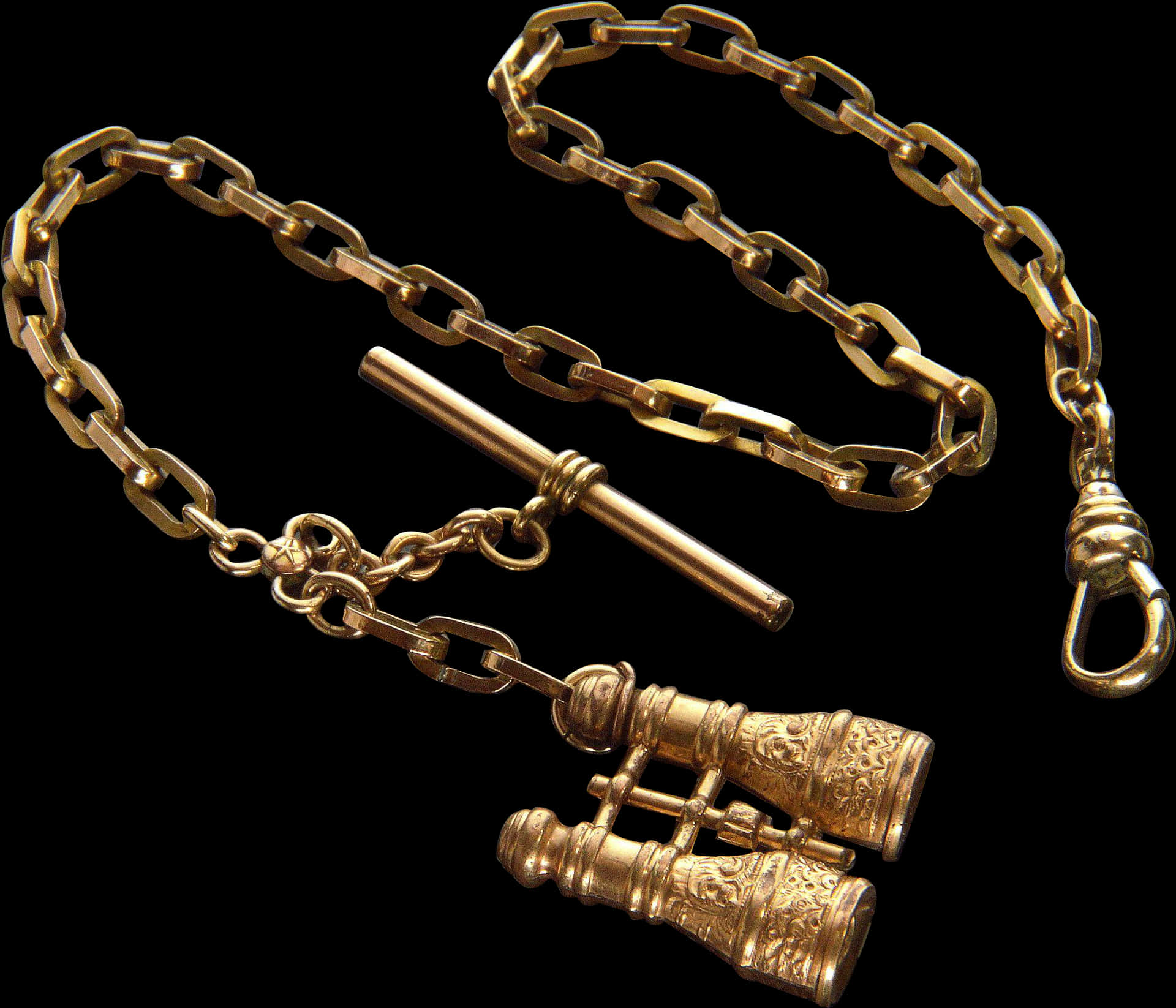 Golden Pocket Watch Chainwith Fob