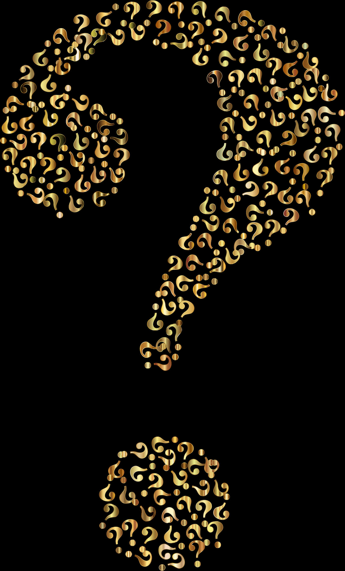 Golden Question Marks Forming Larger Question Mark