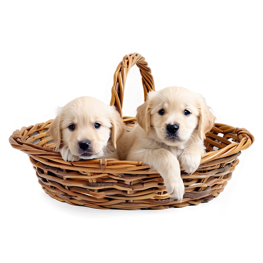 Golden Retriever Puppy In Basket Png 06252024