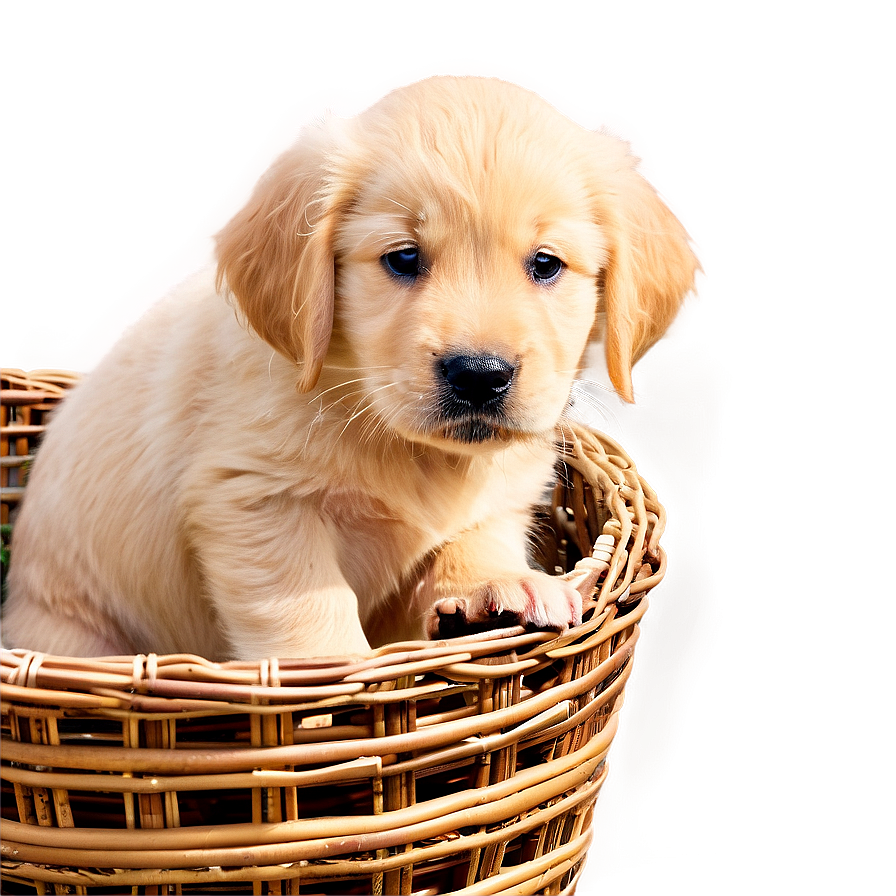 Golden Retriever Puppy In Basket Png 98