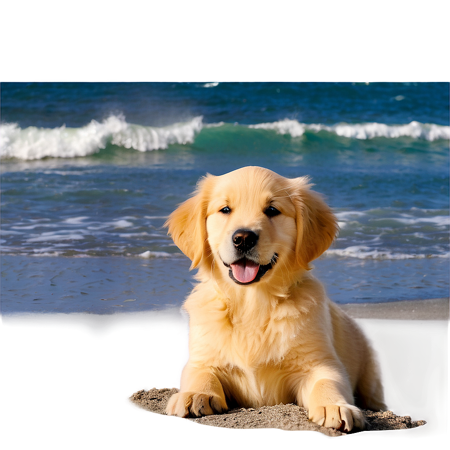 Golden Retriever Puppy On Beach Png 62