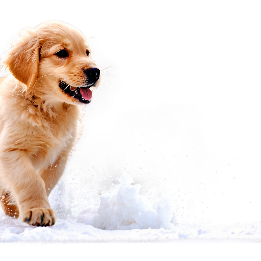 Golden Retriever Puppy Snow Play Png Ckb