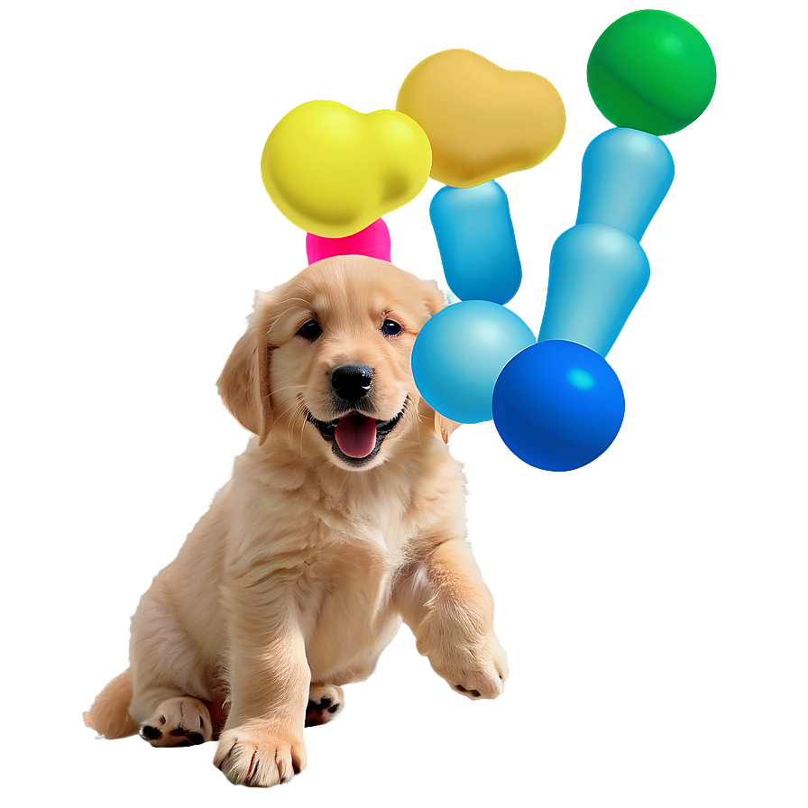 Golden Retriever Puppy With Toys Png 37