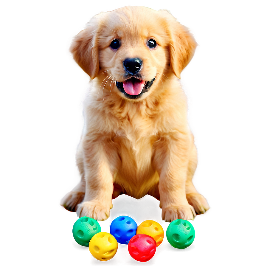 Golden Retriever Puppy With Toys Png 38