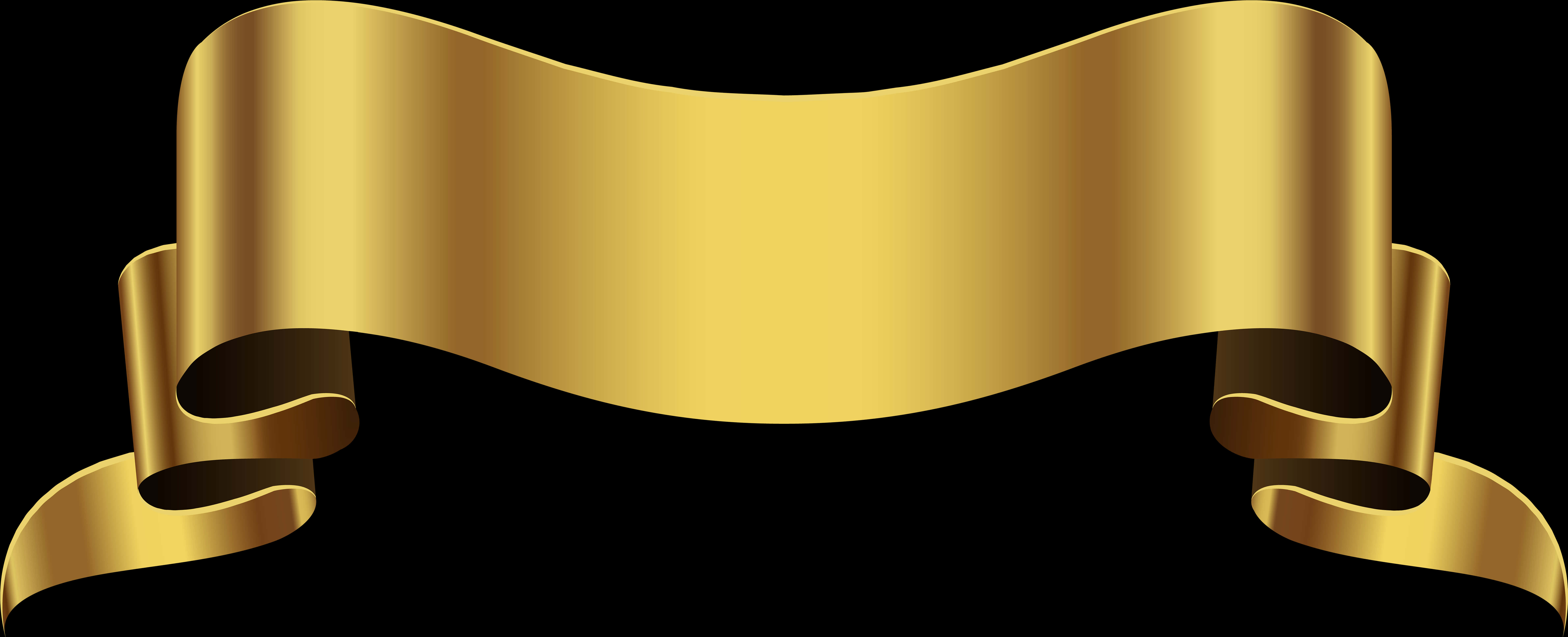 Golden Ribbon Banner Graphic PNG with transparent background