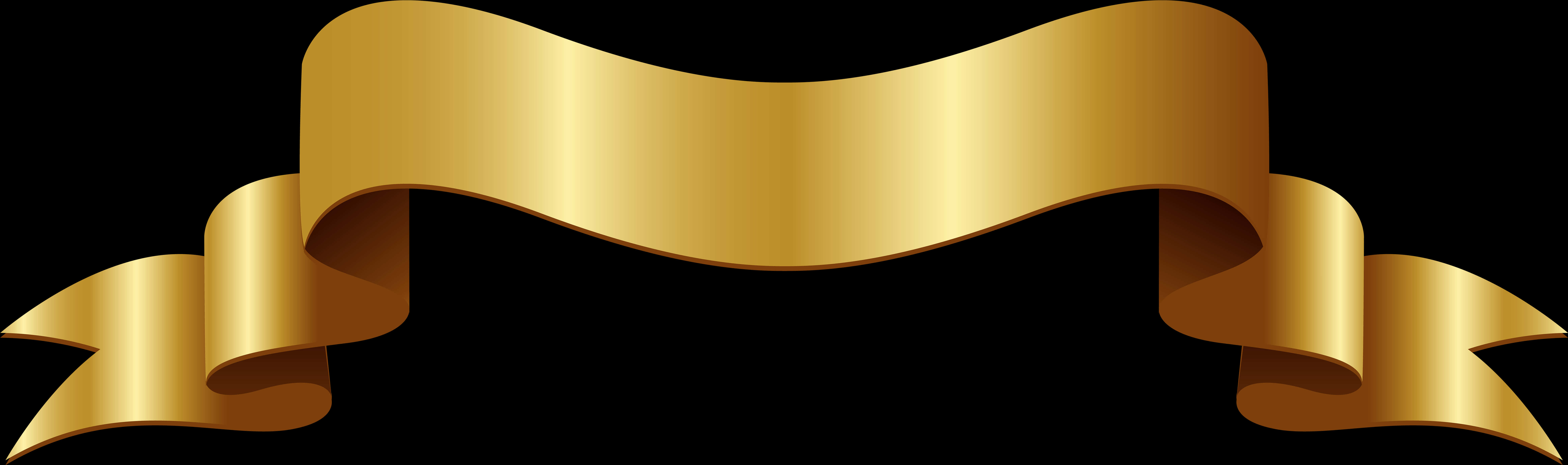 Golden Ribbon Banner Graphic PNG with transparent background