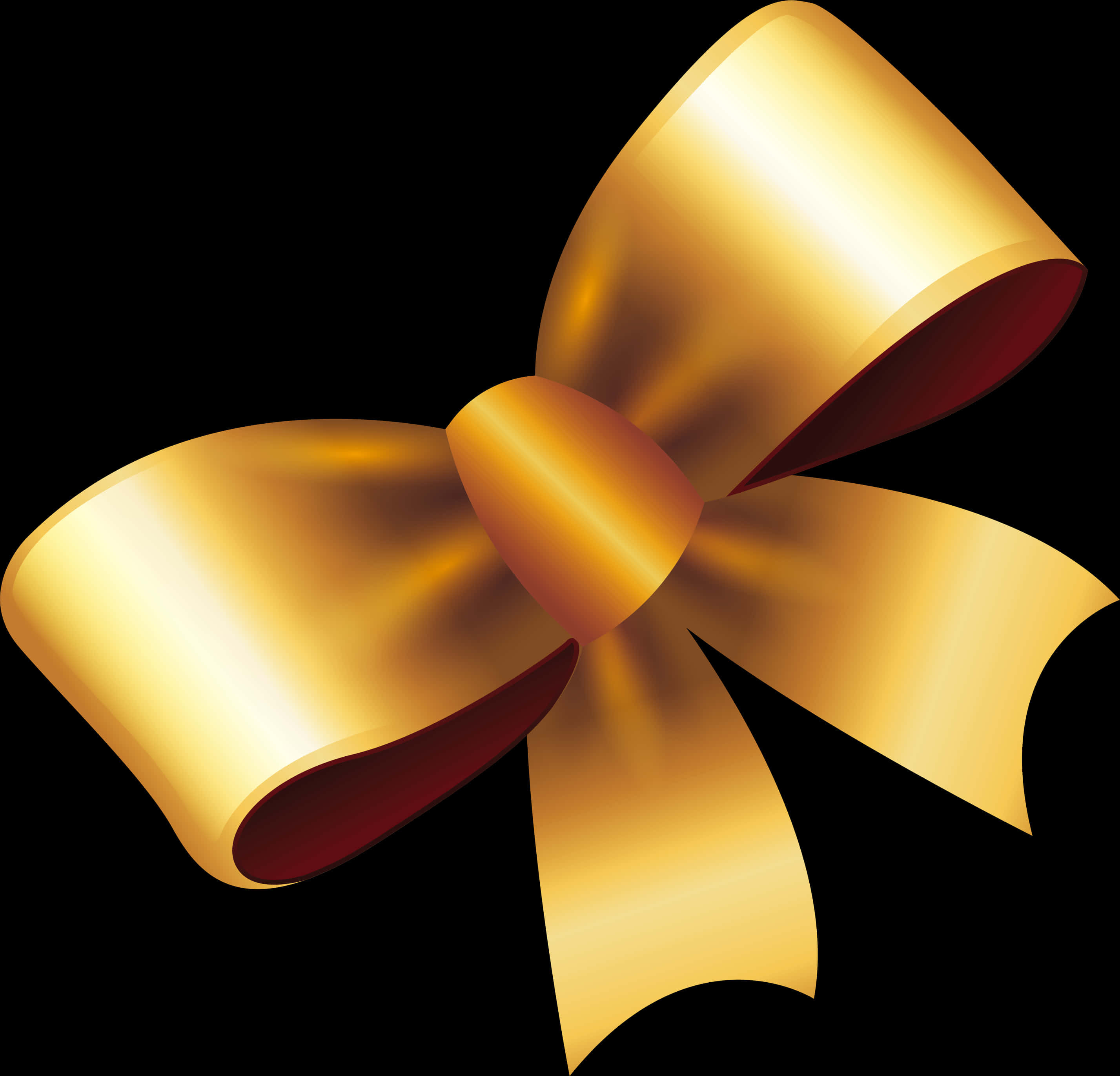 Golden Ribbon Bow Graphic PNG with transparent background