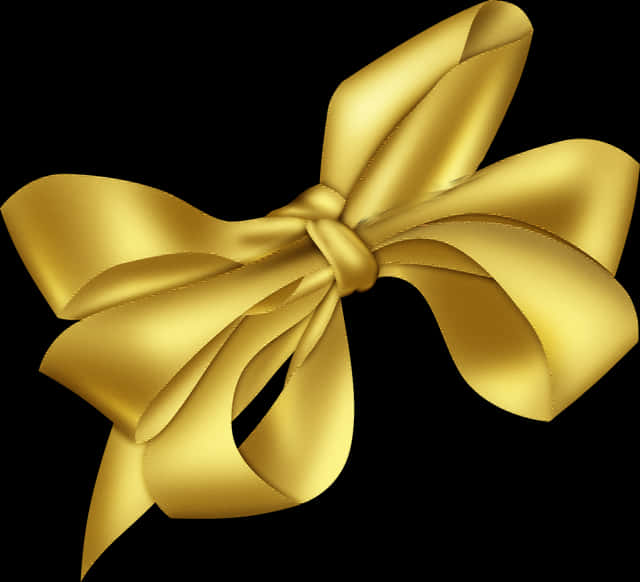 Golden Ribbon Bow Illustration PNG with transparent background