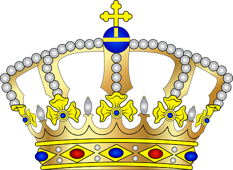 Golden Royal Crown Illustration PNG with transparent background