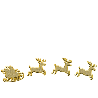 Golden Santa Sleighand Reindeer PNG with transparent background