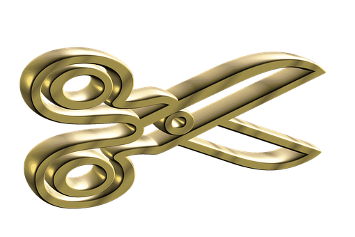 Golden Scissors Graphic PNG image with a transparent background, free high-resolution download