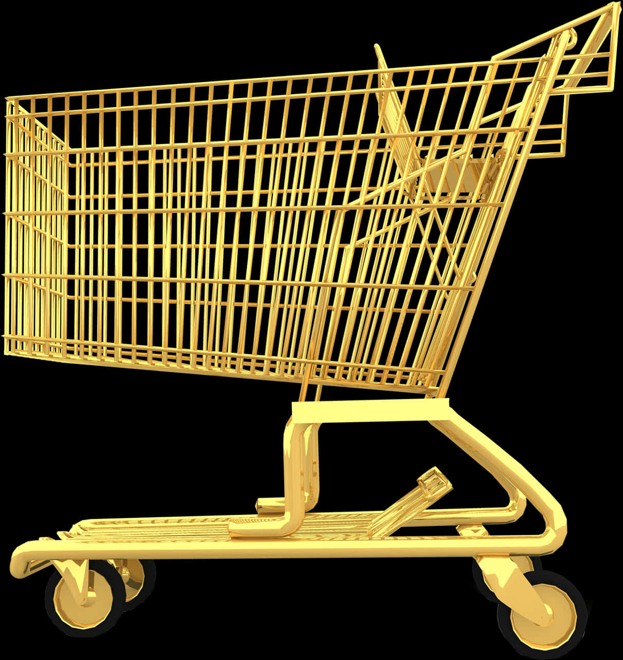 Golden Shopping Cart3 D Render PNG image with a transparent background, free high-resolution download