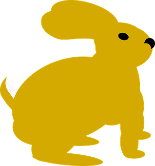 Golden Silhouette Bunny PNG with transparent background