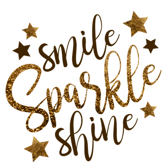 Golden Smile Sparkle Shine Graphic PNG with transparent background